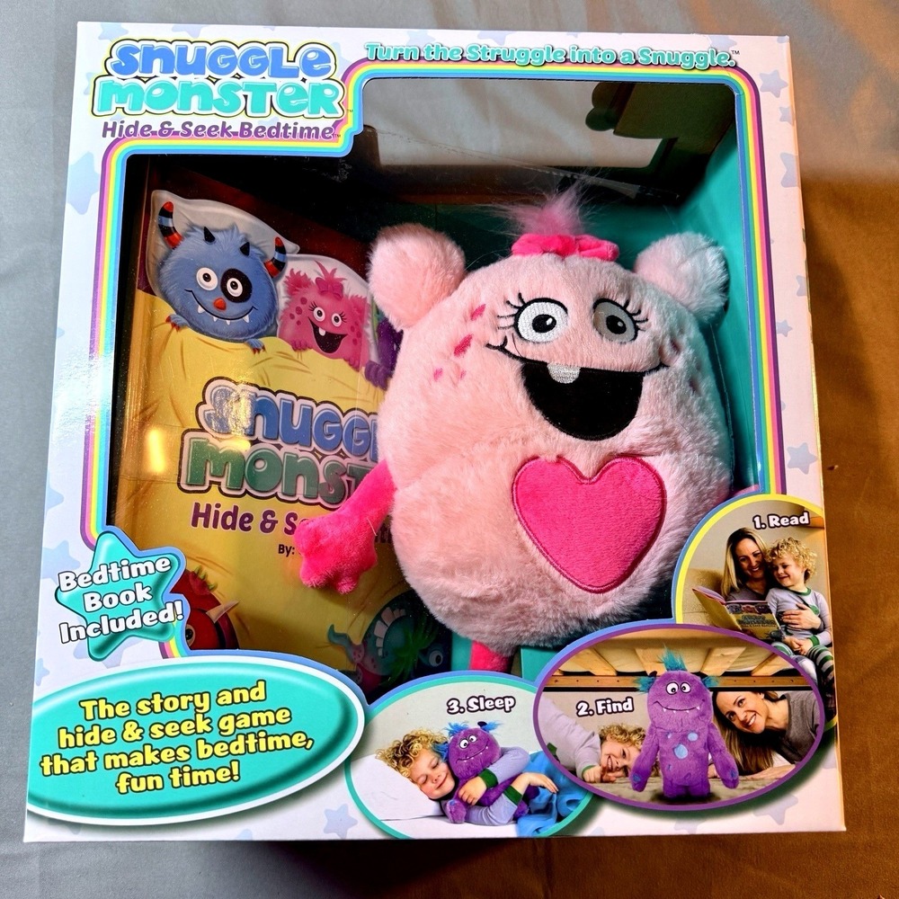 Snuggle Monster Hide & Seek Bedtime Set Pink NEW Plush Book